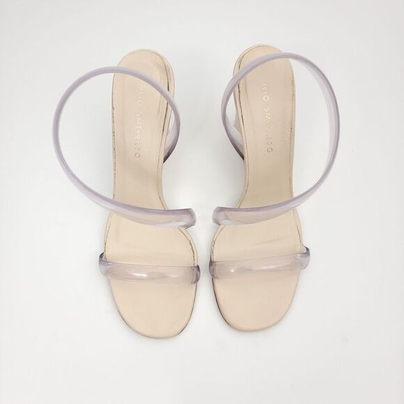 Ilio Smeraldo Claire Rose Nude Wedge Minimal Clear Strappy Sandal Heels 7 Beige - Picture 3 of 11